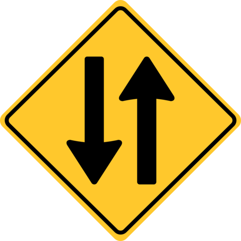 Two Way Traffic Yellow Diamond Warning Sign Template